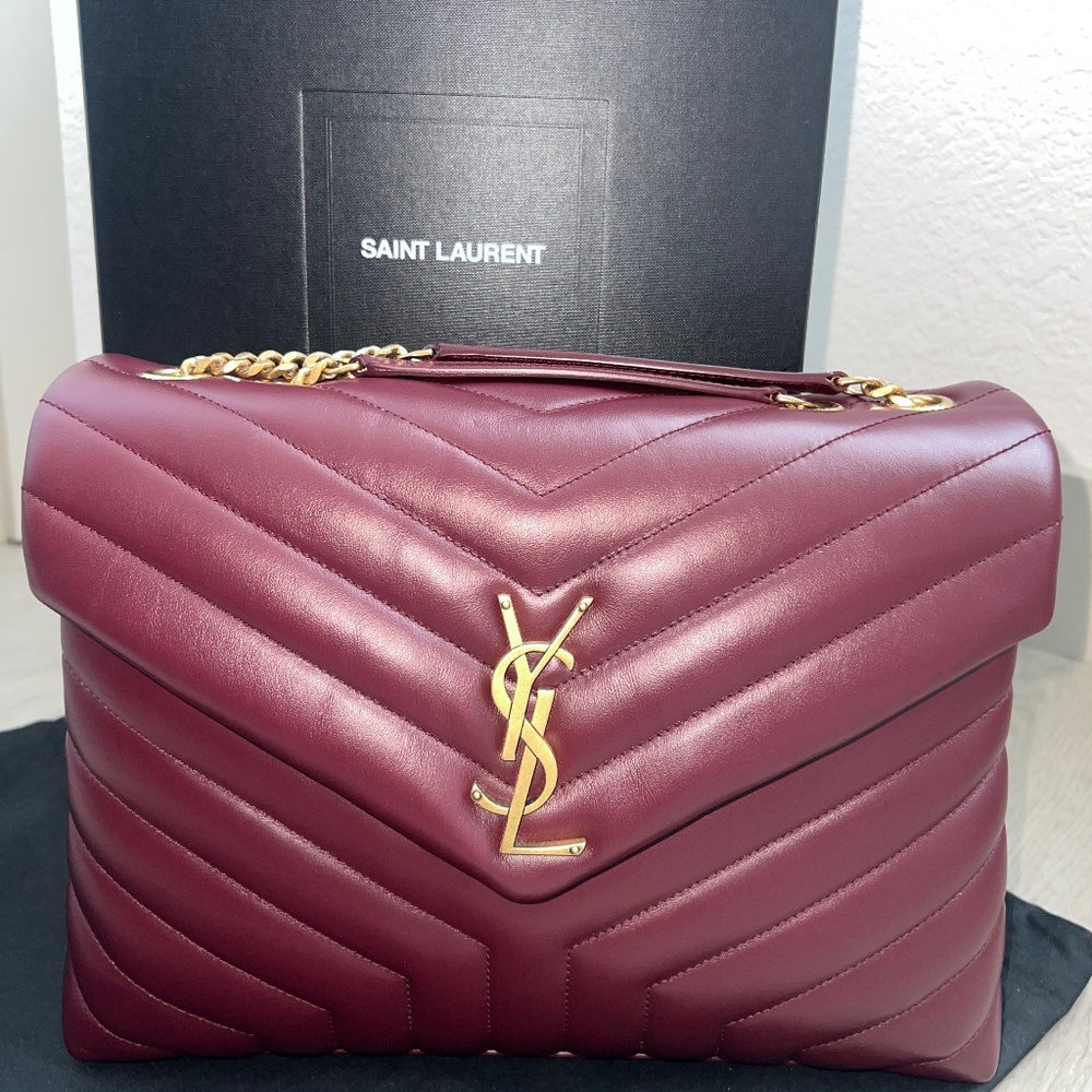 Saint Laurent Medium Loulou Bag – Bordeaux Leather, Never Used, Full Set